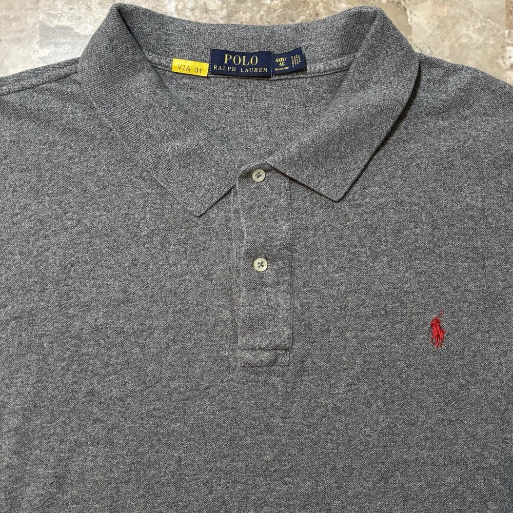 Polo Ralph Lauren Polo Shirt Mens 4XB Big 4X Grey Short Sleeve Mesh Pique Pony